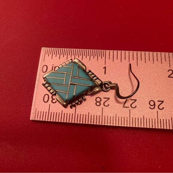 Zuni Turquoise Inlay Earrings - New without tags - Picture 4 of 6